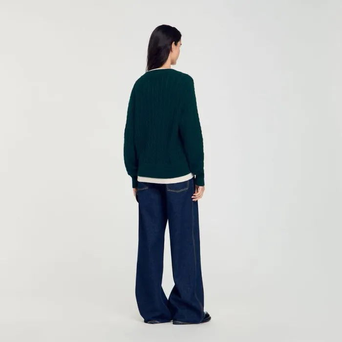 Sweaters and Cardigans Women SANDRO Layered Effect Knit Sweater Green
