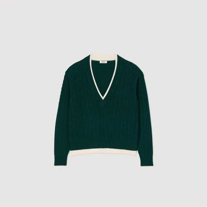 Sweaters and Cardigans Women SANDRO Layered Effect Knit Sweater Green