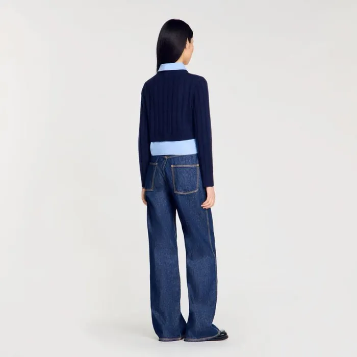 Sweaters and Cardigans Women SANDRO Layeredeffect Sweater Navy Blue