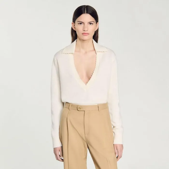 Sweaters and Cardigans Women SANDRO PoloNeck Sweater Ecru