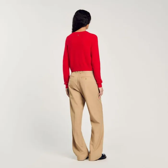 Sweaters and Cardigans Women SANDRO Ruffled Cardigan Red