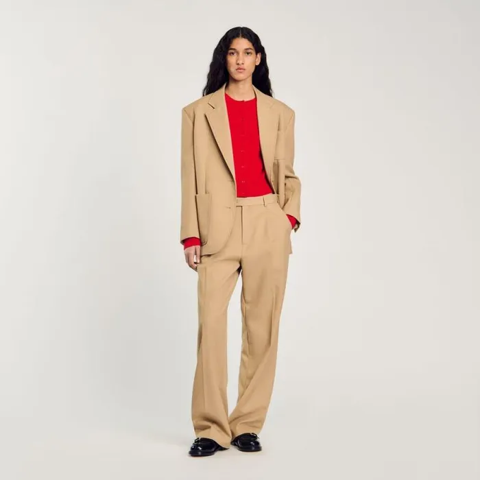 Sweaters and Cardigans Women SANDRO Ruffled Cardigan Red