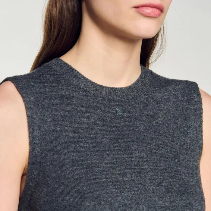 Sweaters and Cardigans Women SANDRO Sleeveless Sweater Dark Grey