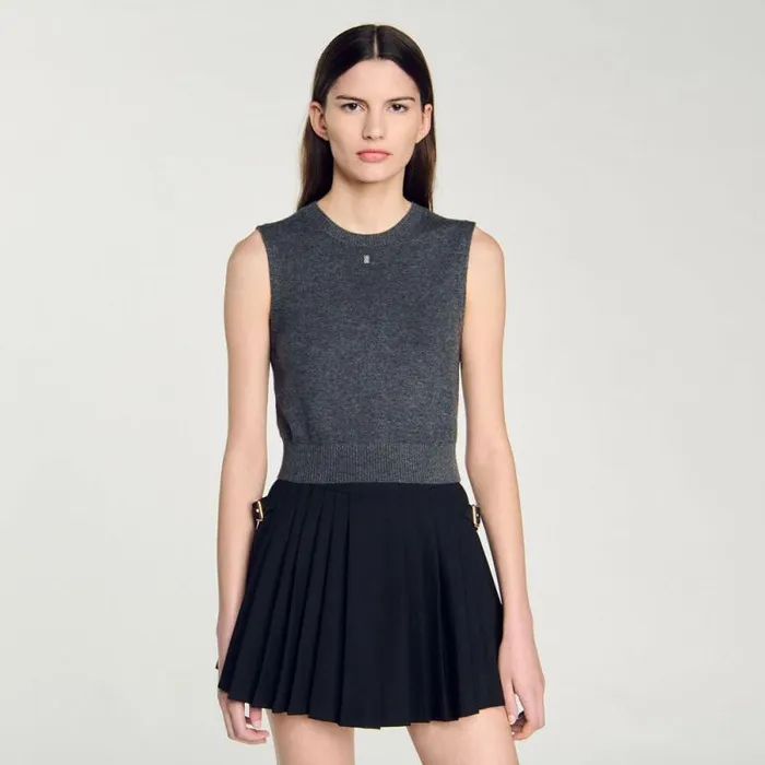 Sweaters and Cardigans Women SANDRO Sleeveless Sweater Dark Grey