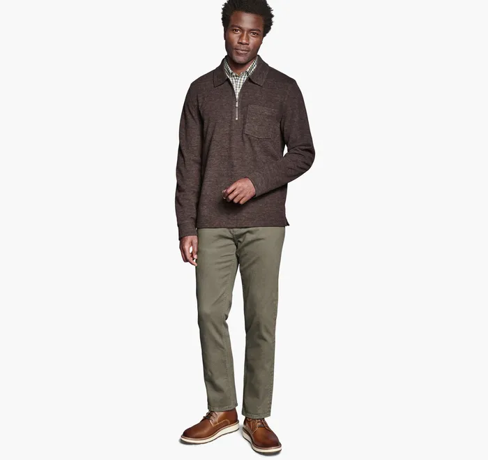 Sweaters and Knits Johnston and Murphy Men Point Collar QuarterZip Brown