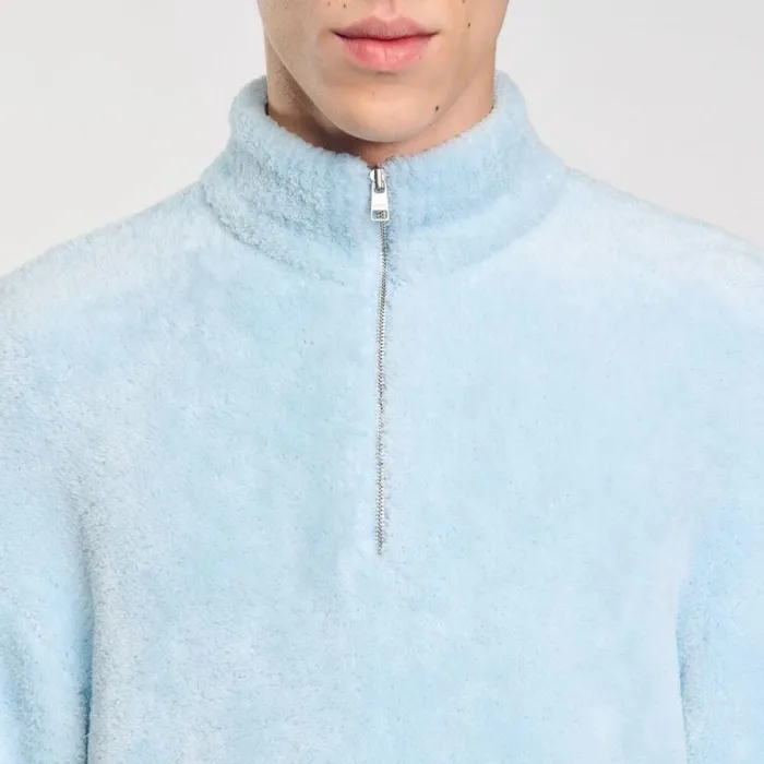 Sweatshirts and Hoodies Men SANDRO Terry Fleece Sweater Baby Blue