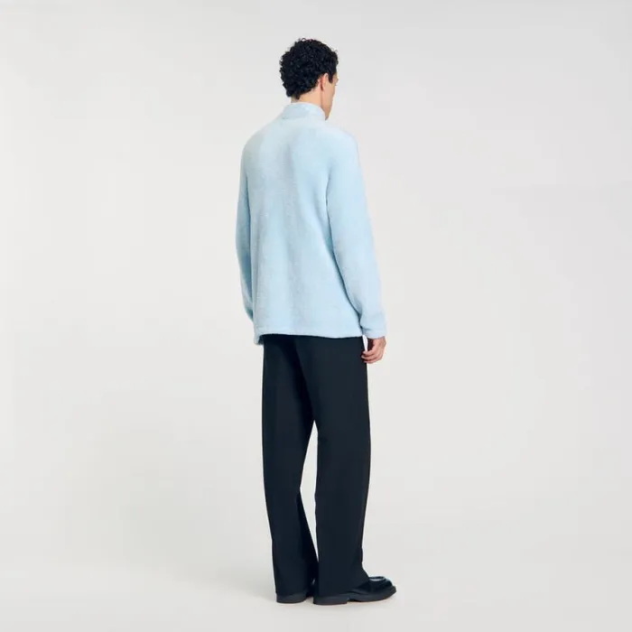 Sweatshirts and Hoodies Men SANDRO Terry Fleece Sweater Baby Blue