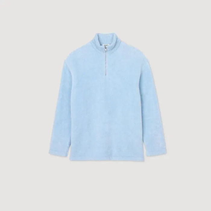Sweatshirts and Hoodies Men SANDRO Terry Fleece Sweater Baby Blue