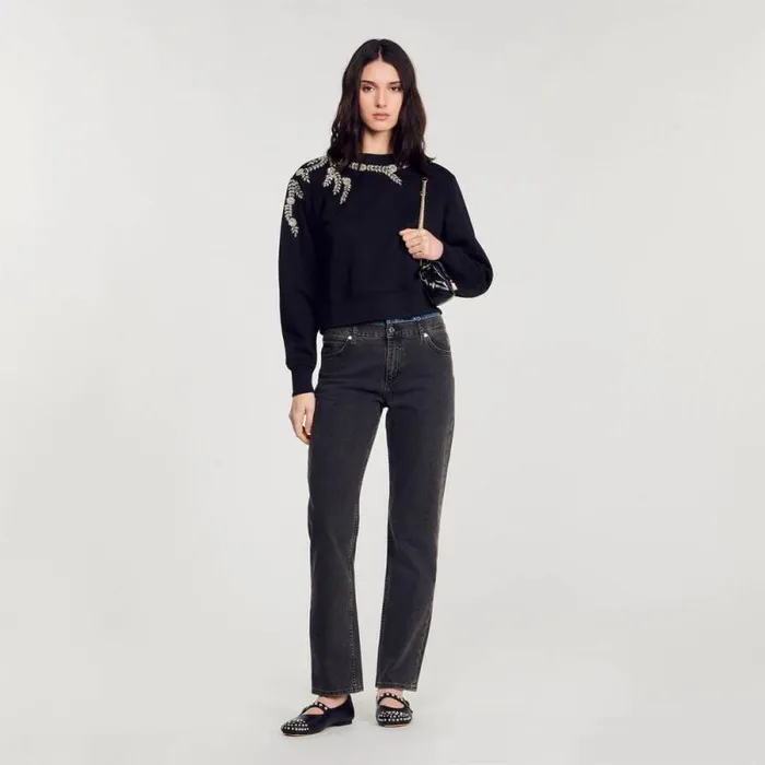 Sweatshirts Women SANDRO Embellished Sweatshirt Black