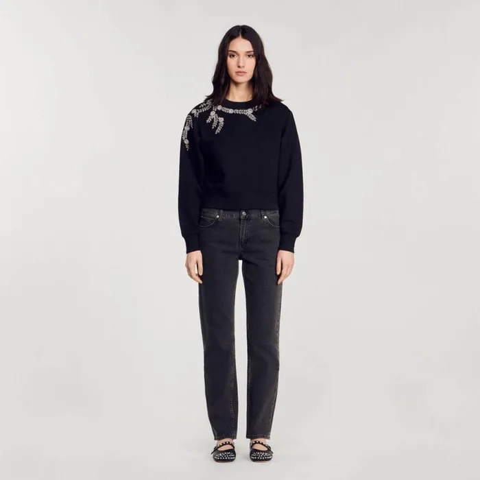 Sweatshirts Women SANDRO Embellished Sweatshirt Black