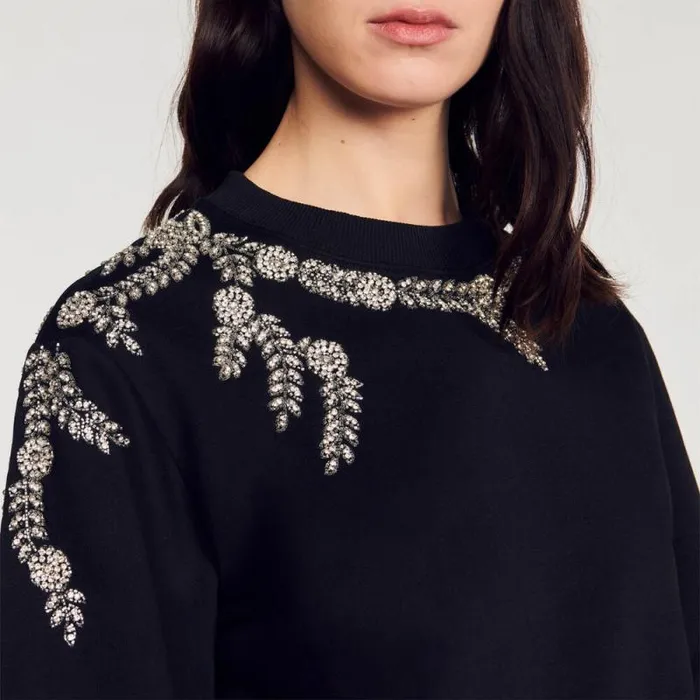 Sweatshirts Women SANDRO Embellished Sweatshirt Black