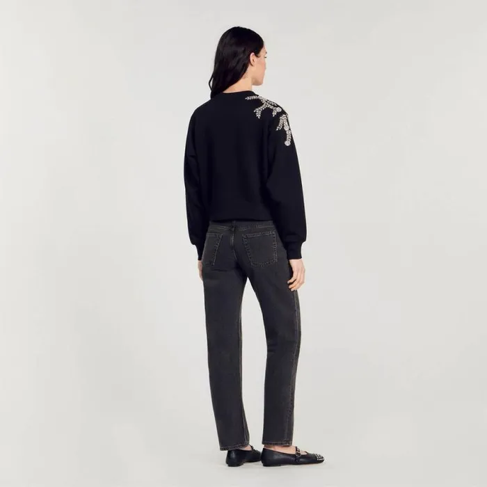 Sweatshirts Women SANDRO Embellished Sweatshirt Black
