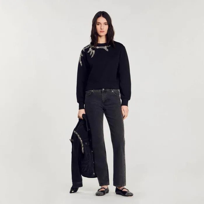 Sweatshirts Women SANDRO Embellished Sweatshirt Black