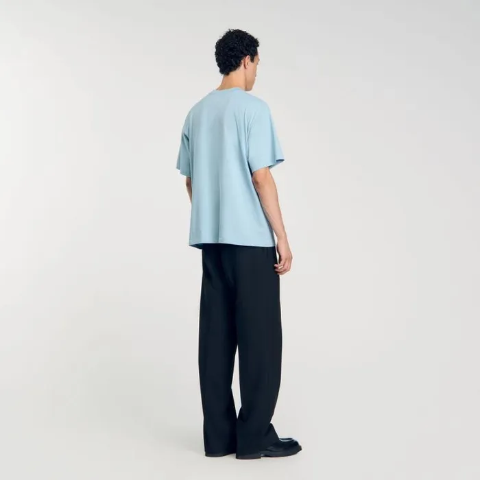 Tshirts and Polos Men SANDRO Oversized Flower Tshirt Baby Blue