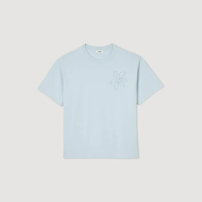 Tshirts and Polos Men SANDRO Oversized Flower Tshirt Baby Blue