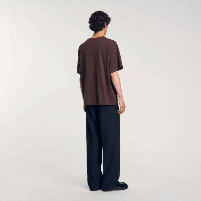 Tshirts and Polos Men SANDRO Oversized Flower Tshirt Chocolate