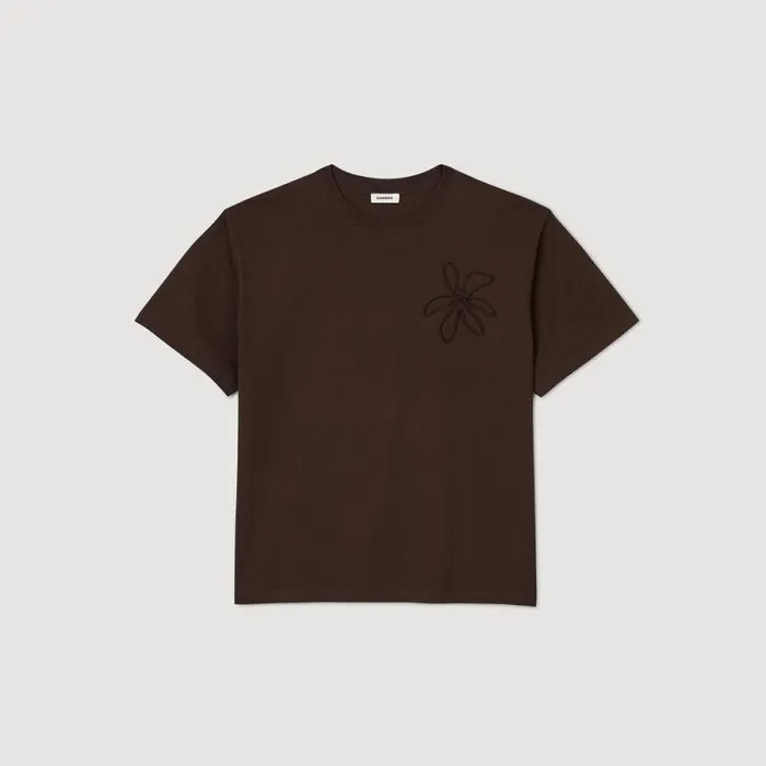 Tshirts and Polos Men SANDRO Oversized Flower Tshirt Chocolate