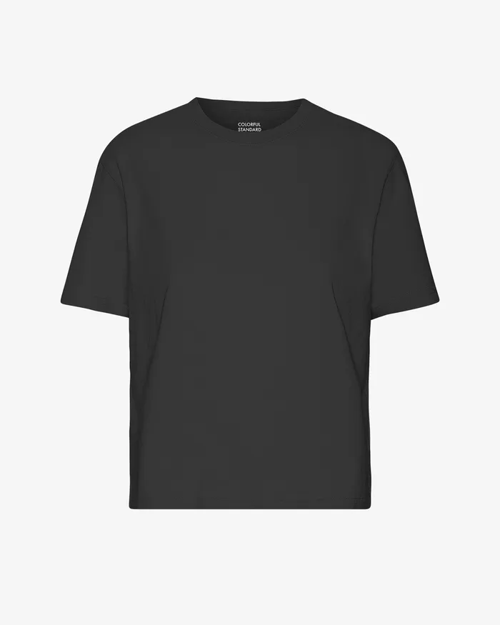 TShirts Organic Boxy Crop Tee 8211 Deep Black 8211 Colorfulstandard Women