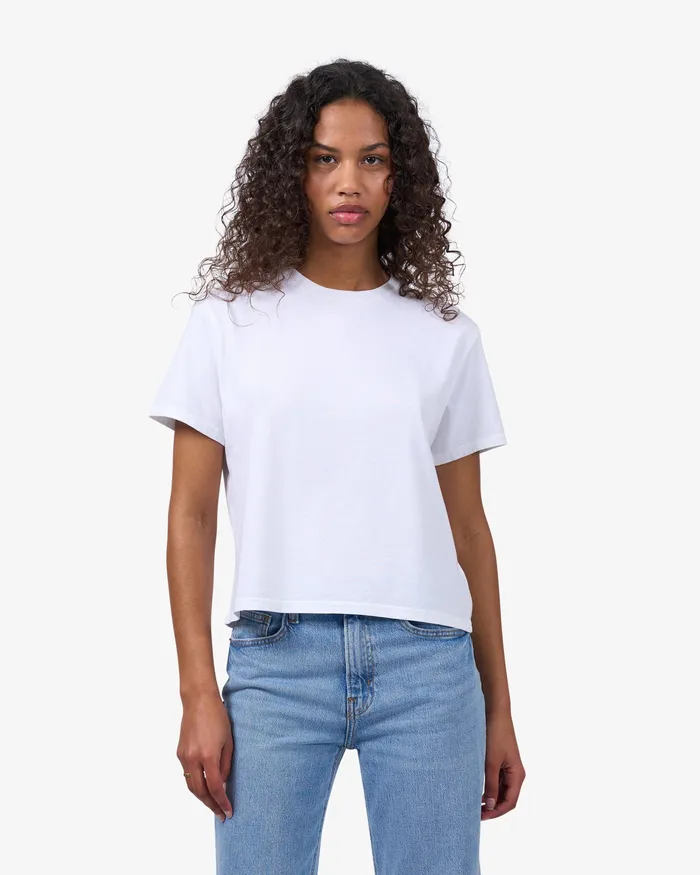 TShirts Organic Boxy Crop Tee 8211 Optical White 8211 Colorfulstandard Women