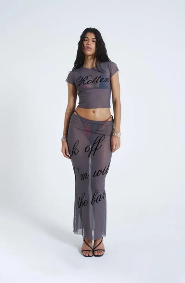 TShirts Women Jaded London Spoiled Rotten Mesh TShirt