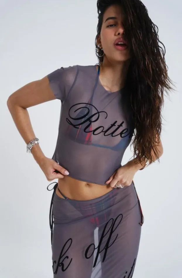 TShirts Women Jaded London Spoiled Rotten Mesh TShirt