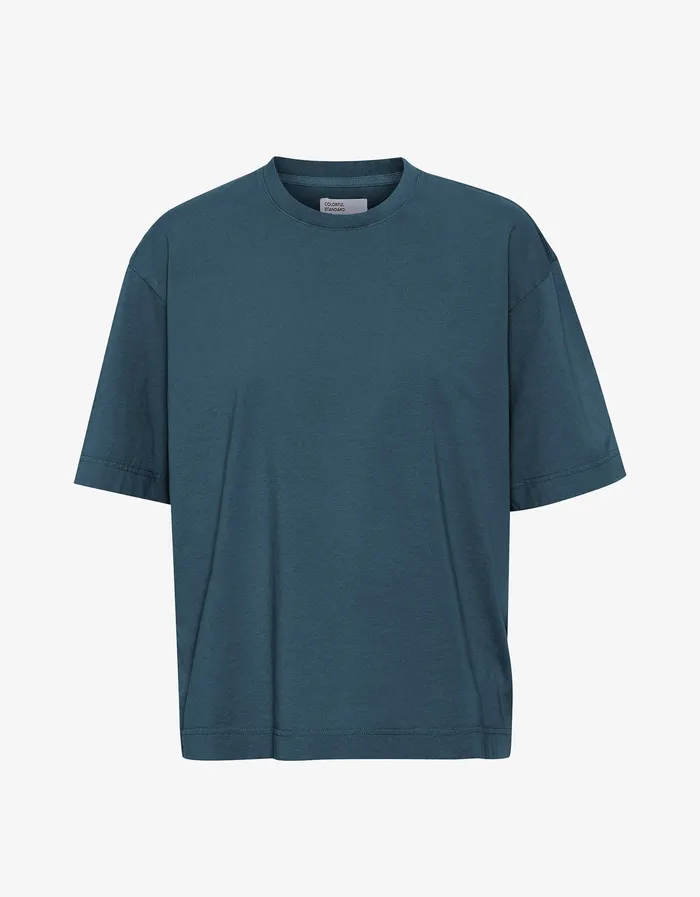TShirts Women Oversized Organic TShirt 8211 Petrol Blue Colorfulstandard
