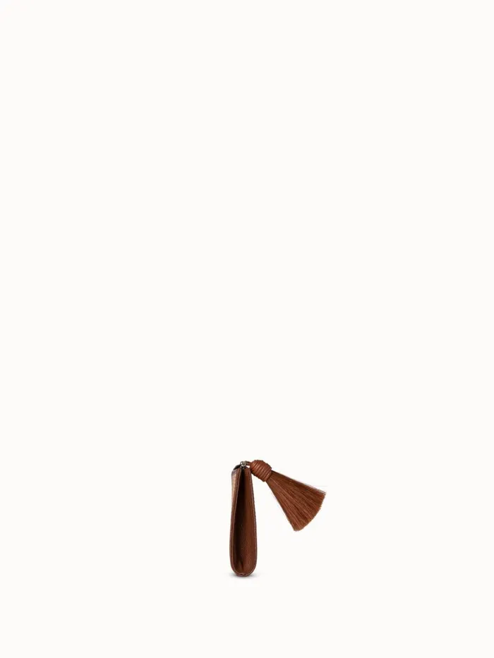 Tassel Pouch In Raffia Fabric Camelcaramel Women Akris Clutches