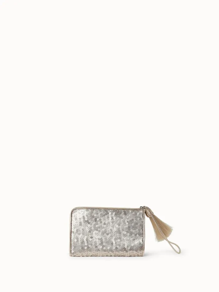 Tassel Pouch In Sequin Embroidery Stucco Met Women Akris Mini Bags