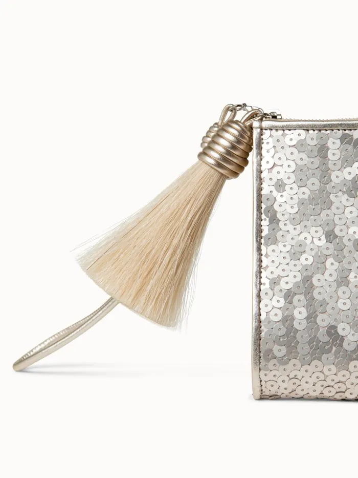 Tassel Pouch In Sequin Embroidery Stucco Met Women Akris Mini Bags
