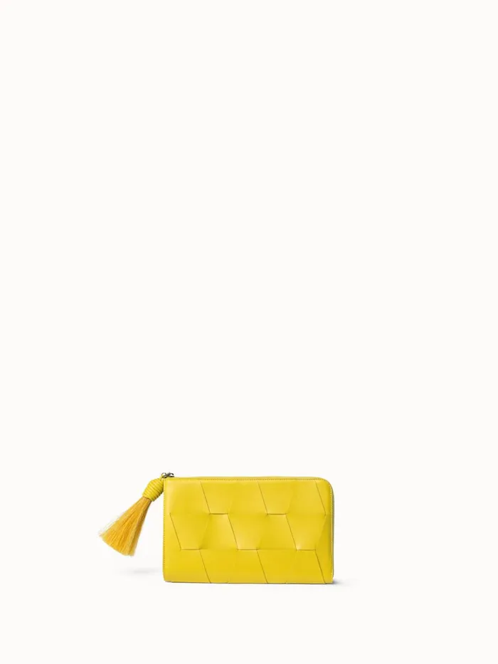 Tassle Pouch In Braided Trapezoids Candle Women Akris Clutches