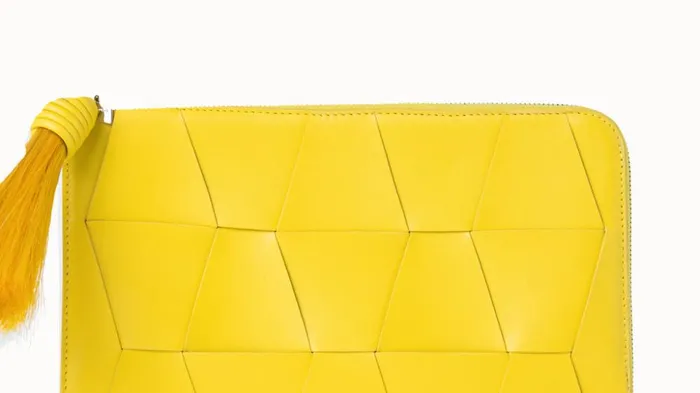 Tassle Pouch In Braided Trapezoids Candle Women Akris Clutches