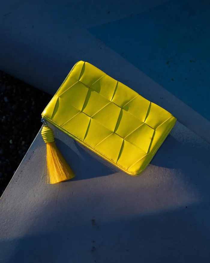 Tassle Pouch In Braided Trapezoids Candle Women Akris Clutches