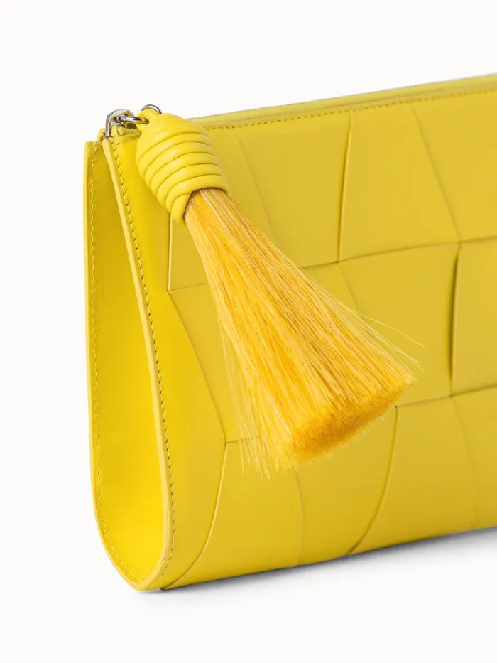 Tassle Pouch In Braided Trapezoids Candle Women Akris Clutches