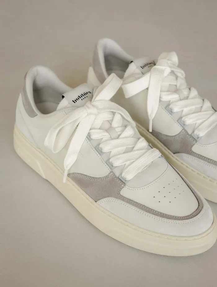 Thanassi Off White and Ash Grey Men Bobbies Sneakers