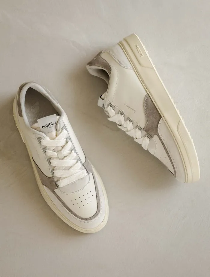 Thanassi Off White and Ash Grey Men Bobbies Sneakers