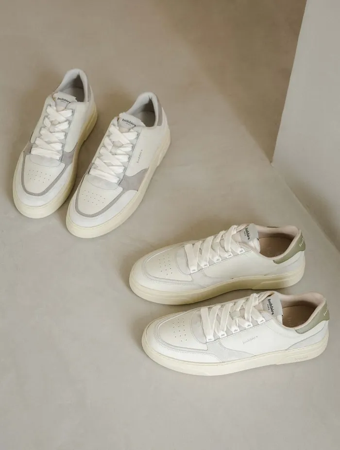 Thanassi Off White and Ash Grey Men Bobbies Sneakers