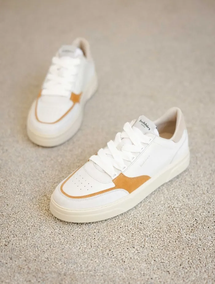 Thanassi Off White and Indian Saffron Men Bobbies Sneakers