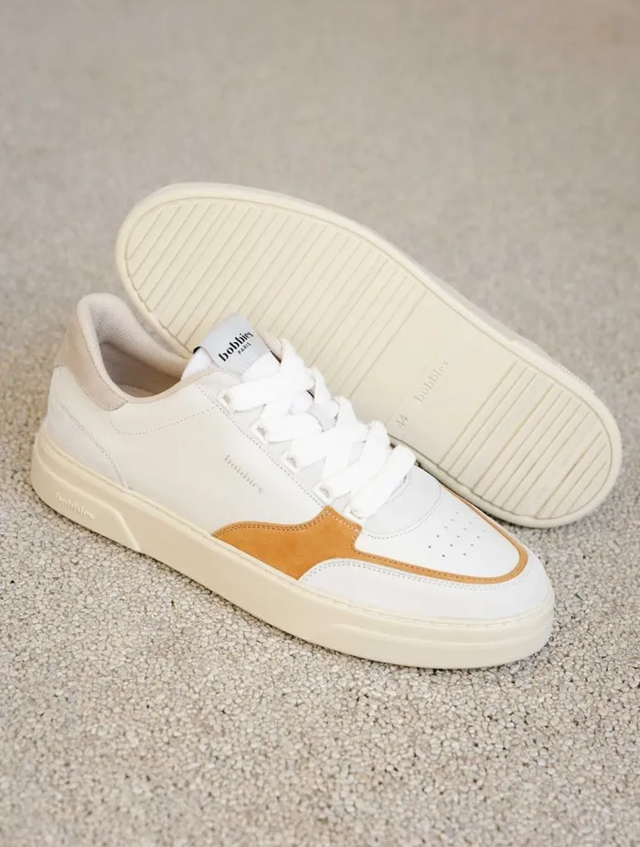 Thanassi Off White and Indian Saffron Men Bobbies Sneakers