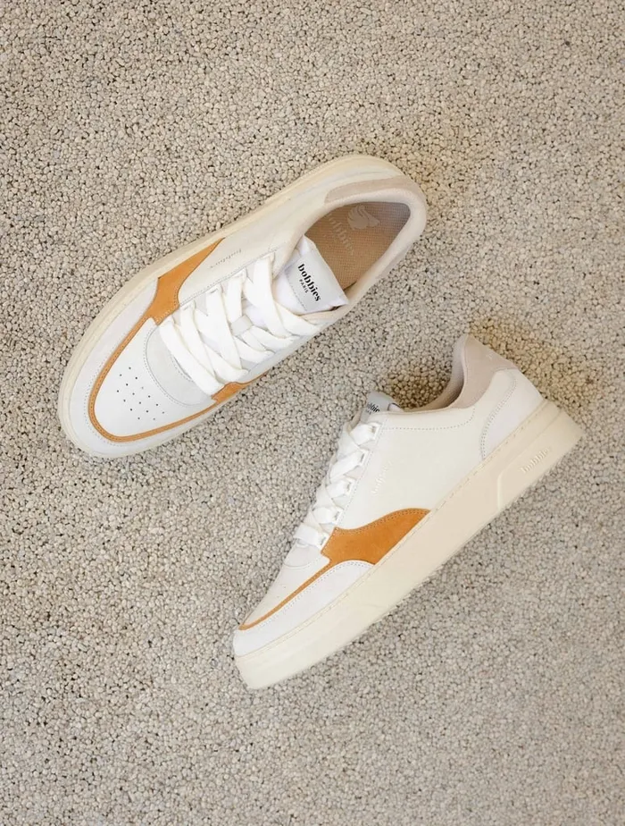 Thanassi Off White and Indian Saffron Men Bobbies Sneakers