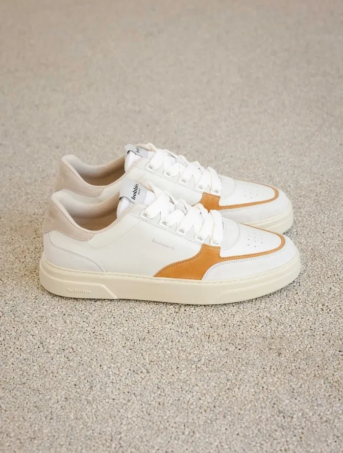 Thanassi Off White and Indian Saffron Men Bobbies Sneakers