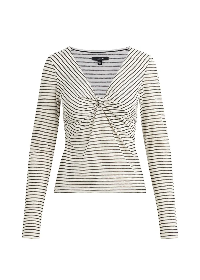 THE AVA STRIPE TWIST V NECK TOP Black White Stripe Tops Joe8217s Jeans Women