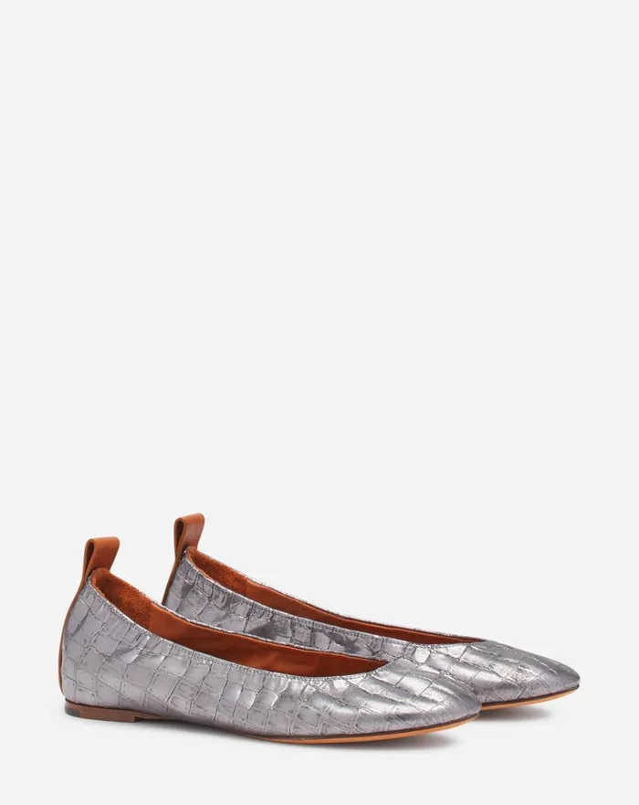 The Ballerina In Crocodileeffect Leather Silver Women Lanvin Loafers The Ballerina In Crocodileeffect Leather Silver Women Lanvin Loafers
