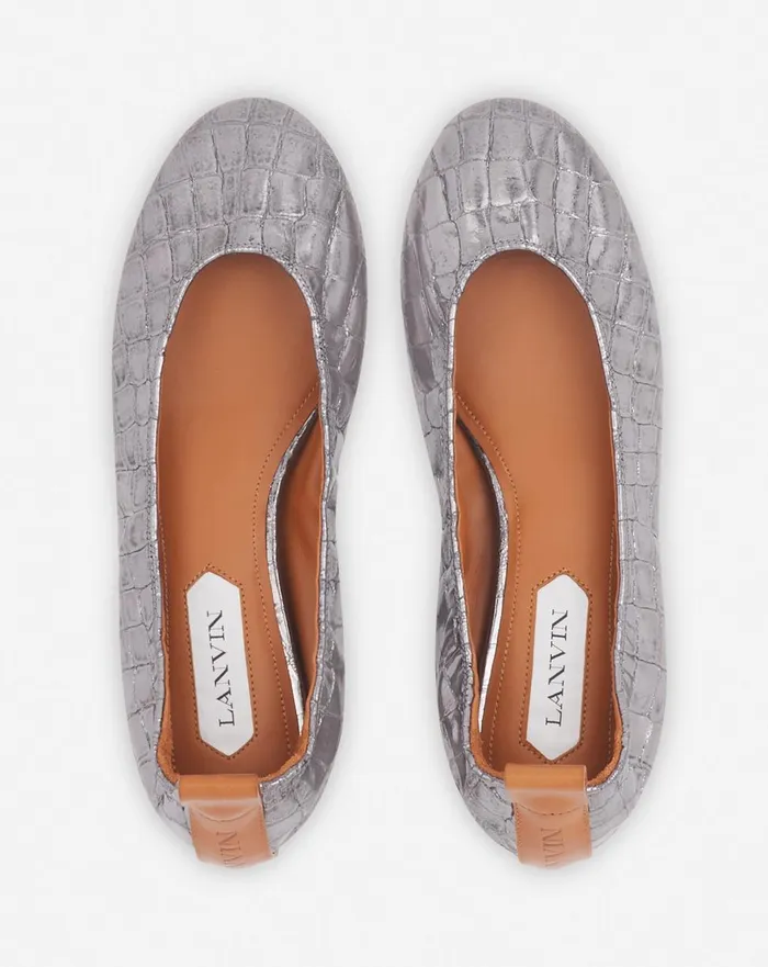 The Ballerina In Crocodileeffect Leather Silver Women Lanvin Loafers The Ballerina In Crocodileeffect Leather Silver Women Lanvin Loafers