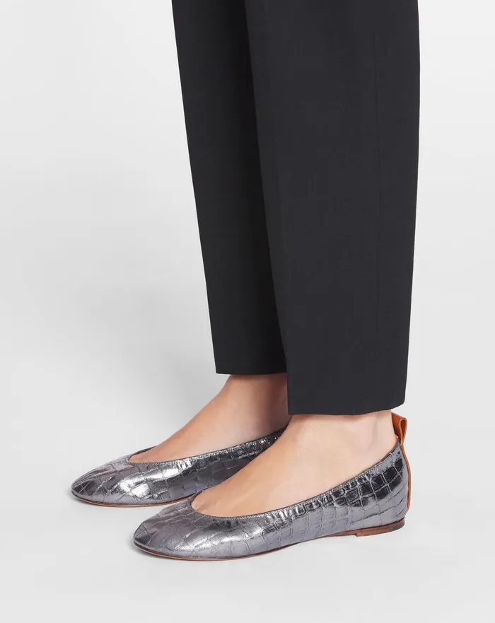 The Ballerina In Crocodileeffect Leather Silver Women Lanvin Loafers The Ballerina In Crocodileeffect Leather Silver Women Lanvin Loafers