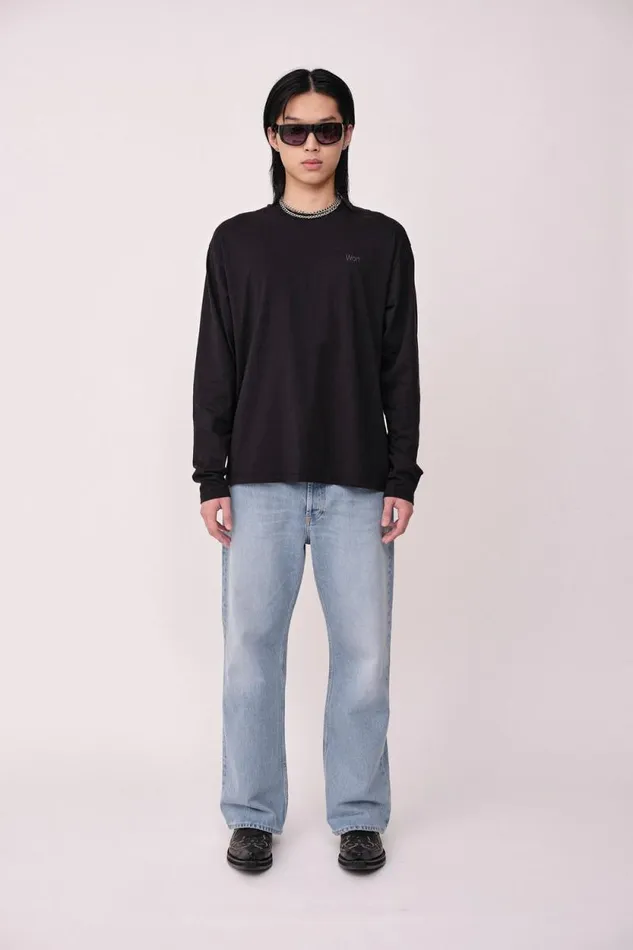 The Staff Tee LS Embroidery M 8211 Black Men Won Hundred Tshirts and Tops