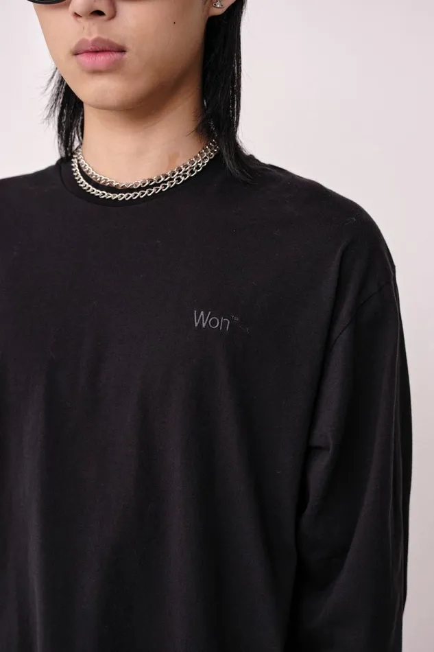 The Staff Tee LS Embroidery M 8211 Black Men Won Hundred Tshirts and Tops