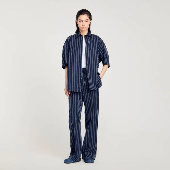 Tops and Shirts Women SANDRO Rhinestone Tie Shirt Blue