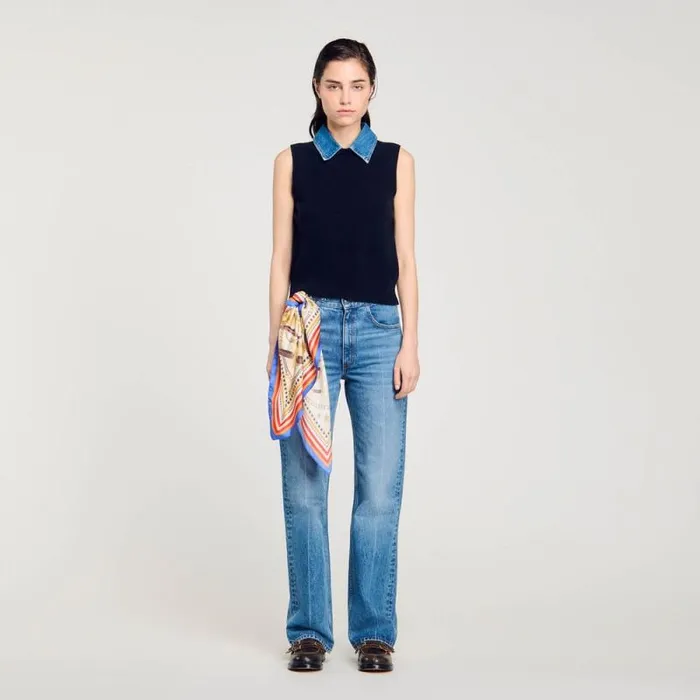 Tops and Shirts Women SANDRO Sweater With Removable Collar Navy Blue