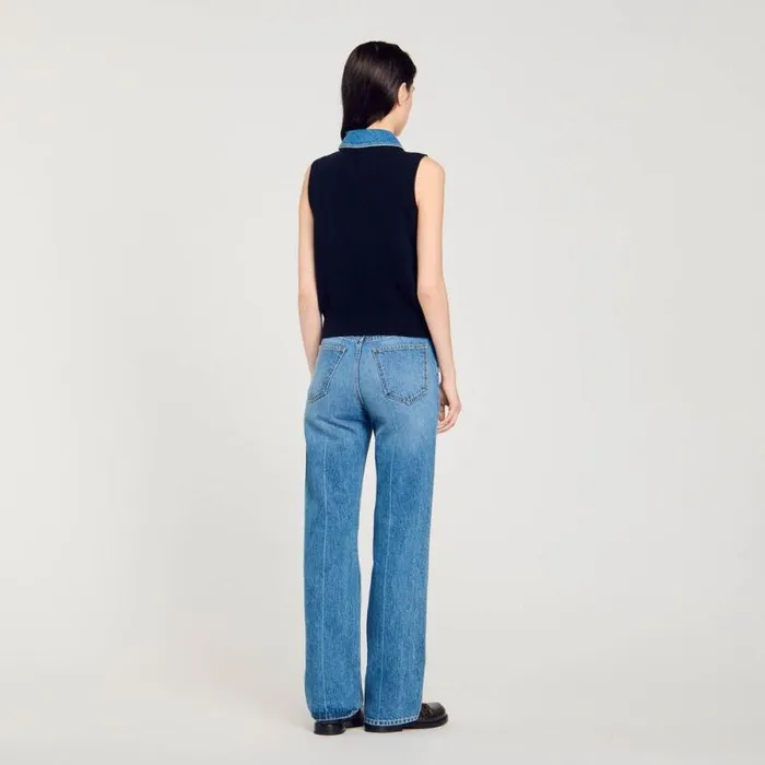 Tops and Shirts Women SANDRO Sweater With Removable Collar Navy Blue