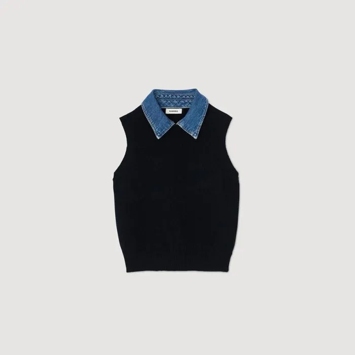 Tops and Shirts Women SANDRO Sweater With Removable Collar Navy Blue